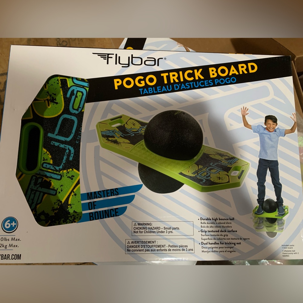 Flybar Pogo Trick Board/Ball For Kids, Jump Trick Bounce Board, Green Ages 6+